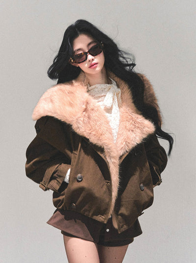 Furry Eco-friendly Large Lapel Jacket DIA0678