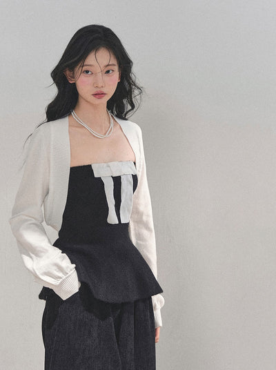 Short Cardigan/Waist Slim Bow Vest DIA0732
