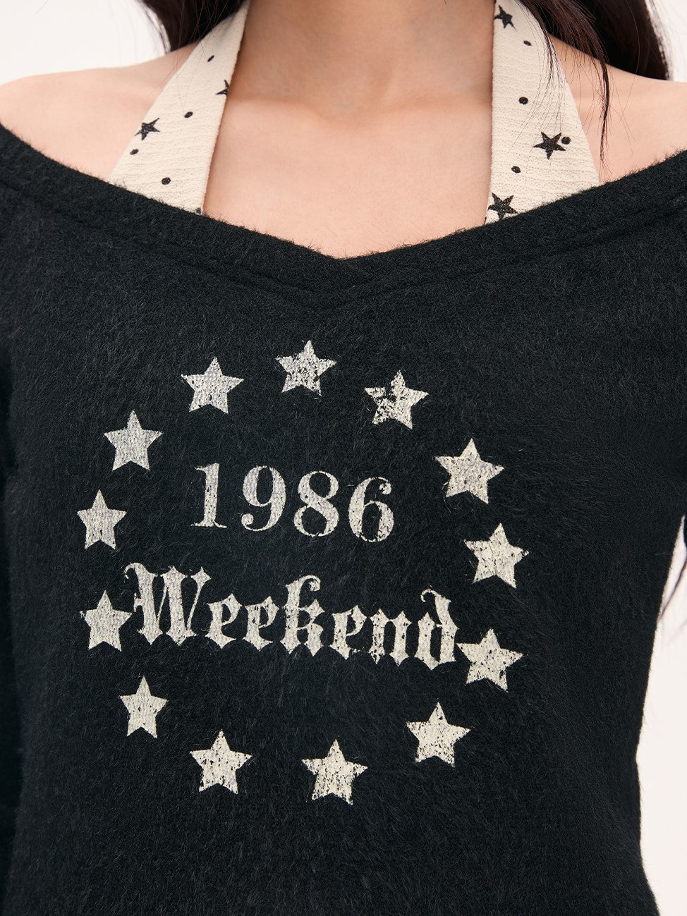American-style Star Print Halter Neck T-shirt WEE0071