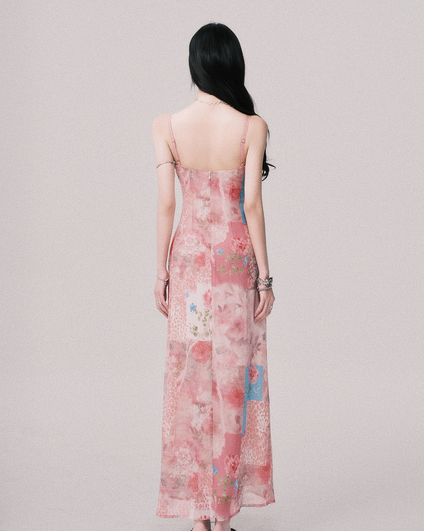 Flower V-neck Printed Suspender Dress LUL0147