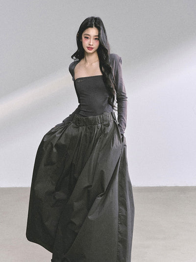 Slim Pleated Long Dress DIA0558