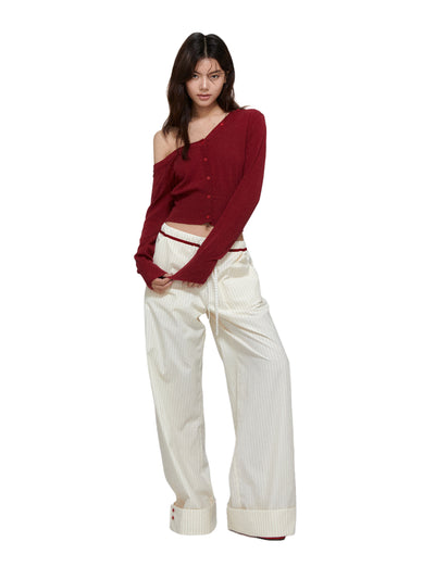Striped Drape Casual Pants APE0372