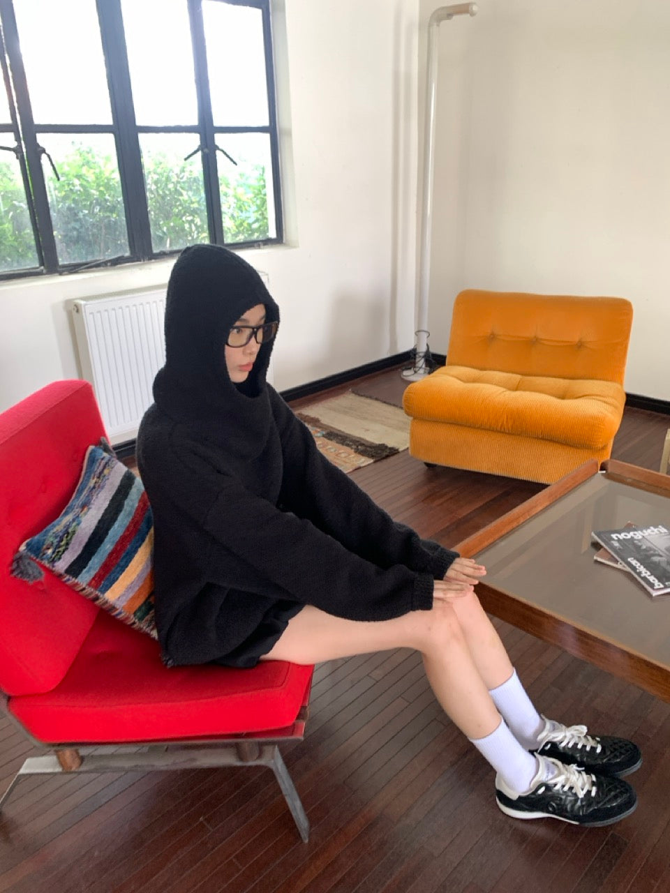 Loose Turtleneck Hooded Knit AOA0041