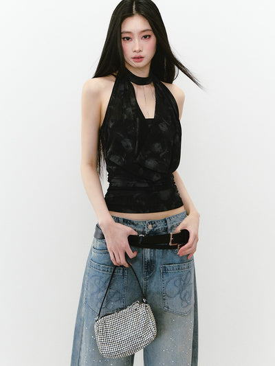 Knitted Top/Halter Neck Top/Jeans VIA0295