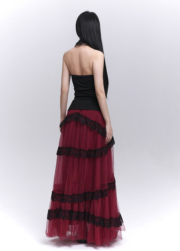 Red Tulle Long Skirt LAD0211
