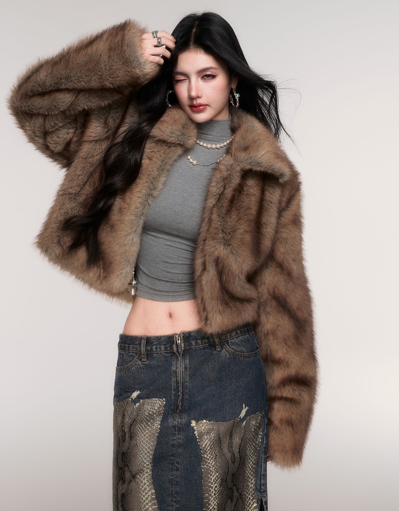 Short Eco-Friendly Fur Coat LUL0210