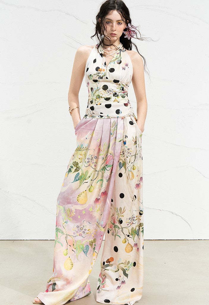 Flower Fruit Polka Dot Halter Neck Top OFA0260