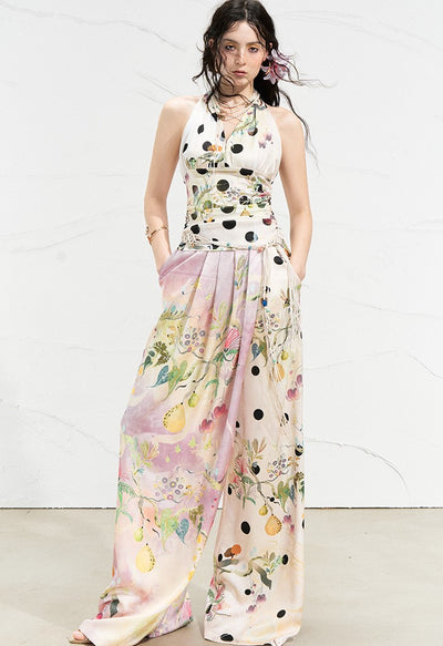Flower Fruit Polka Dot Halter Neck Top OFA0260
