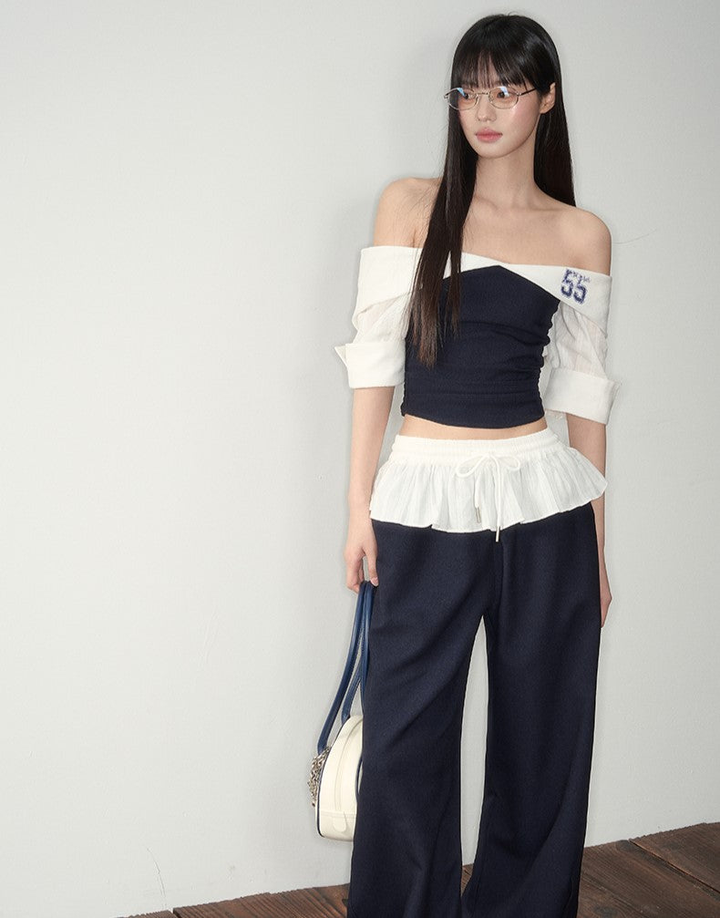 One-shoulder Top/Ruffled Scimitar Pants SOO0007