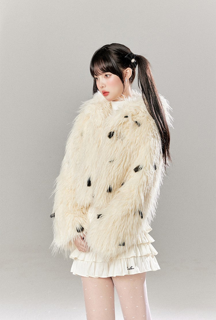 Sweet Style Eco-friendly Fur Loose Short Jacket/Skirt TBI0052