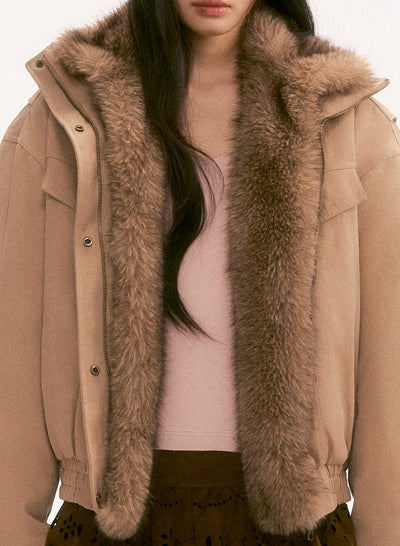 American Retro Patchwork Fur Thick Coat WEE0130