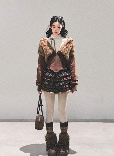 Lambswool Short Hooded Jacket DIA0681