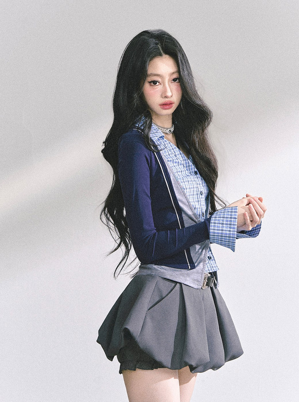 Fake Two-Piece V-neck Shirt DIA0543