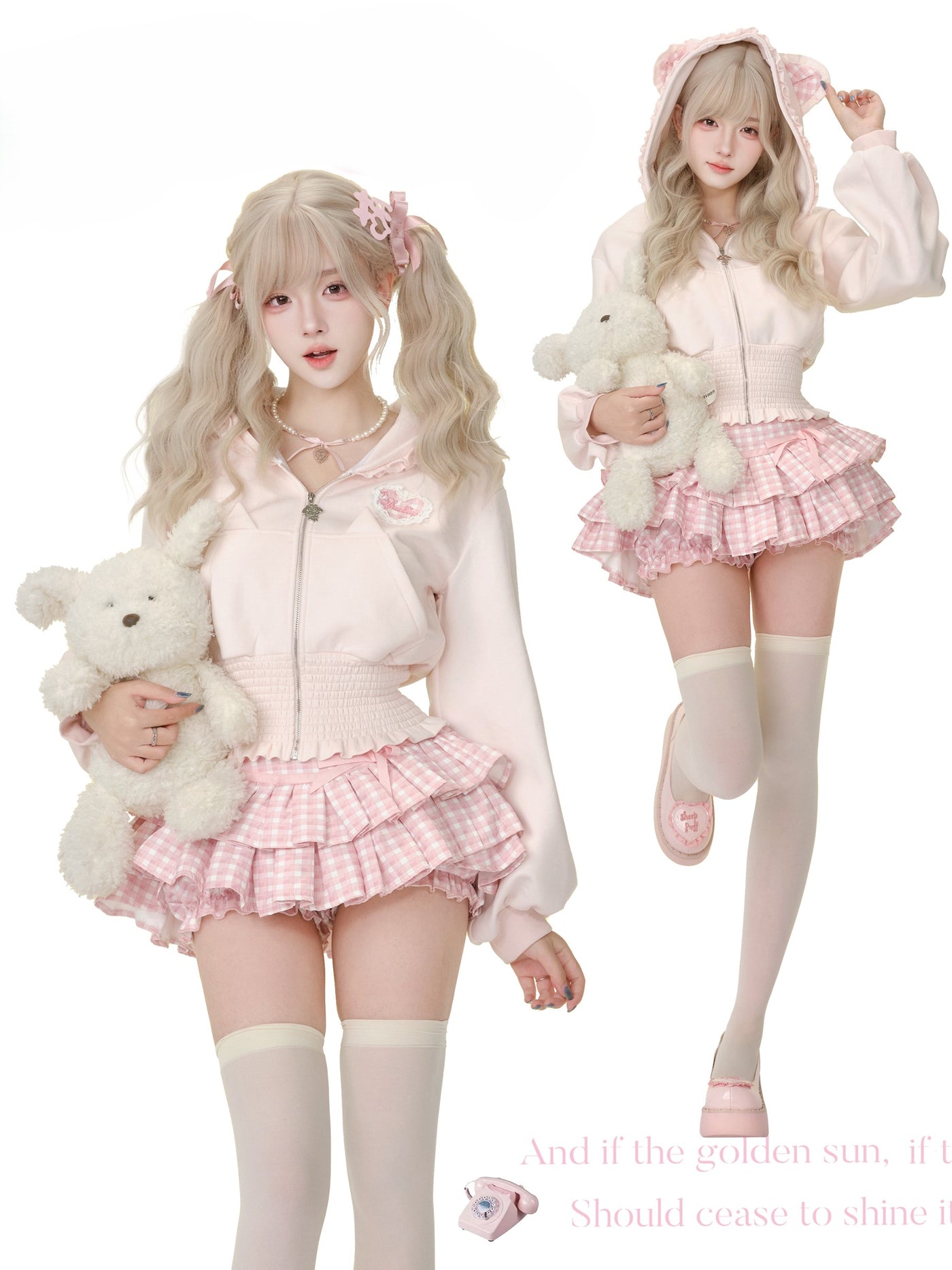 Pink Short Jacket/Plaid Cake Skirt SER0200