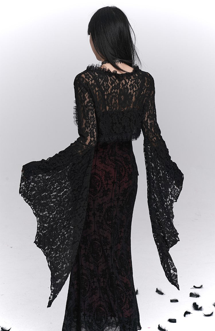 Black Suspender Dress/Lace Shawl LAD0240