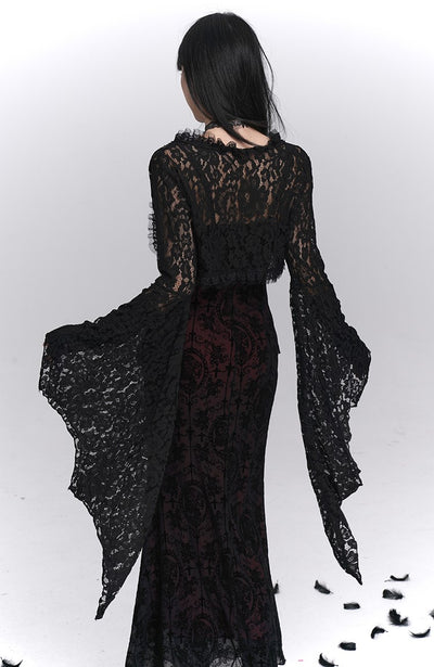 Black Suspender Dress/Lace Shawl LAD0240