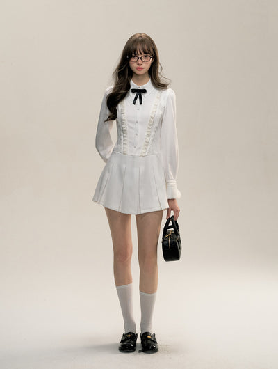 Long-sleeved Pleated Shirt Dress SUN0082