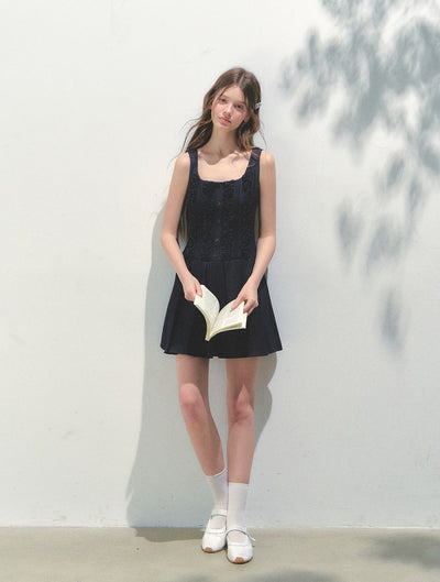 Removable Collar Pleated Dress SUN0156