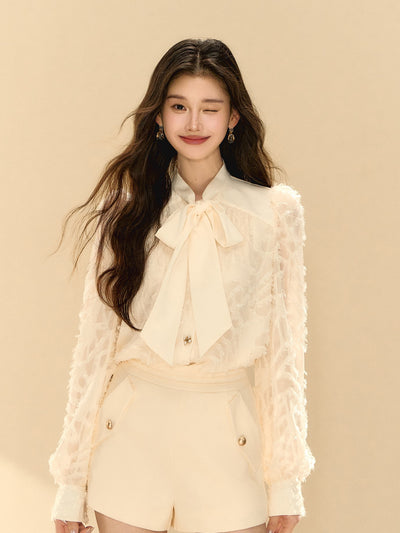 Puff Sleeves Bow Shirt Dress OSH0139
