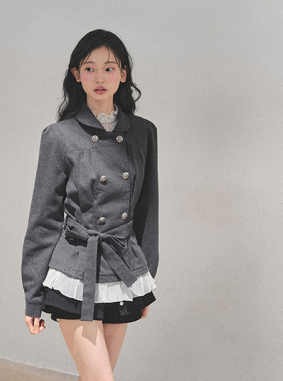 Gray French Style Suit Jacket DIA0764