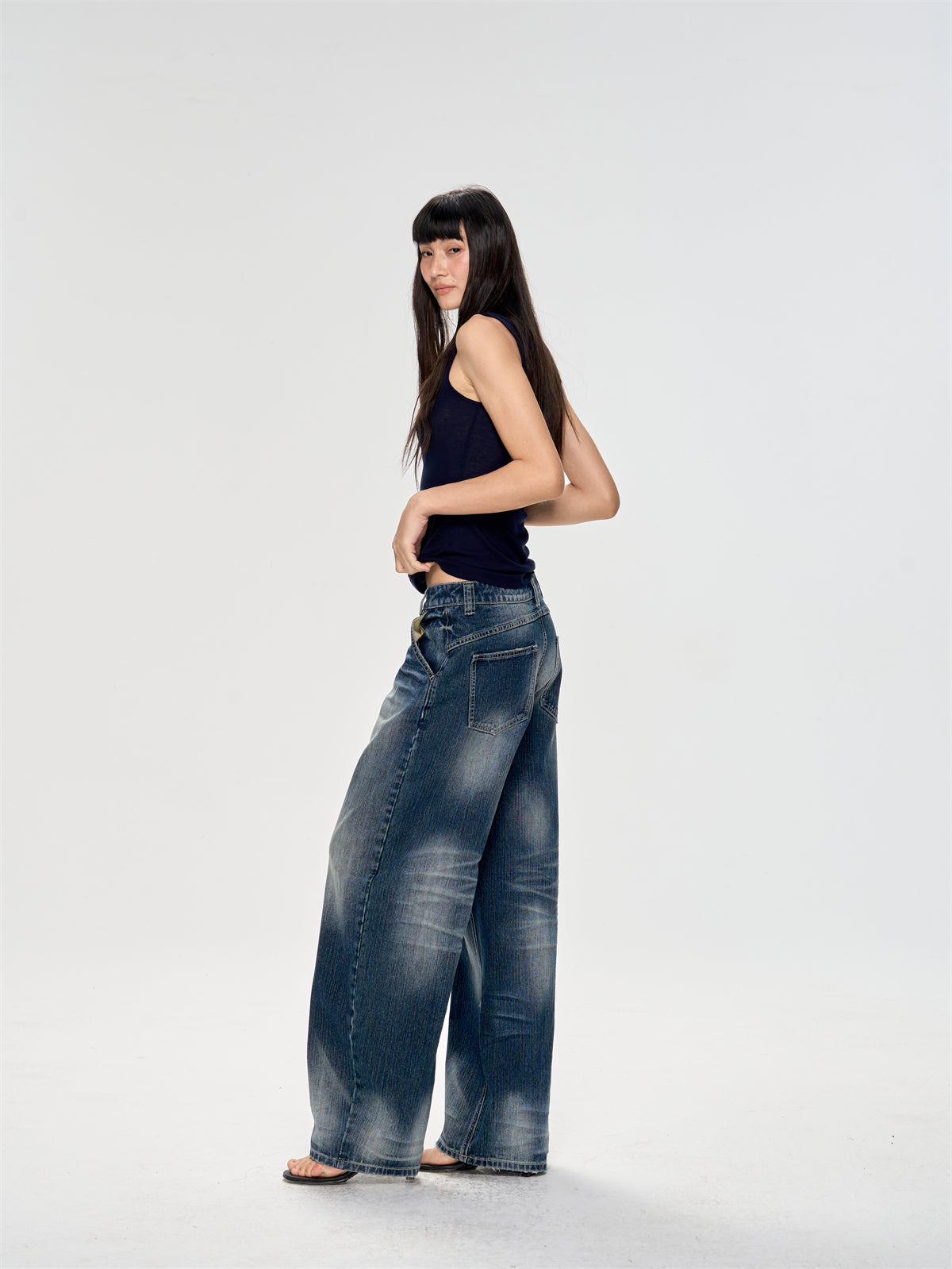 Mottled Wash Design Jeans CUR0225