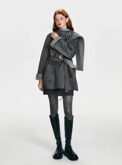 Loose Cape Style Reversible Wool Double-sided Coat BOH0093