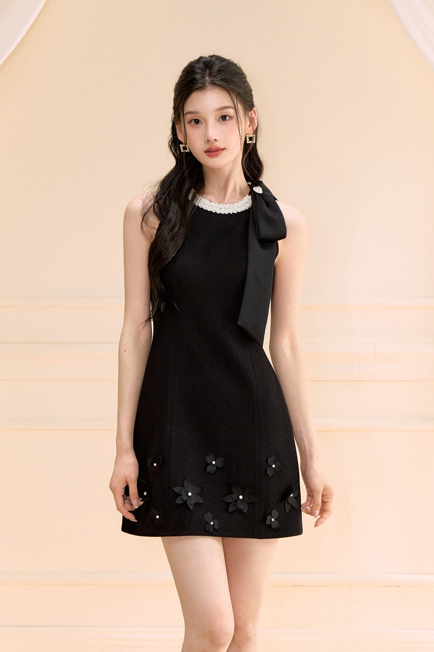 Bow A-line Sleeveless Dress OSH0176