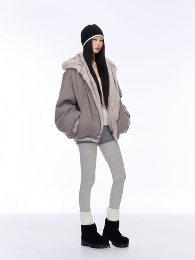 Suede Imitation Lambswool Reversible Plush Coat CUR0182