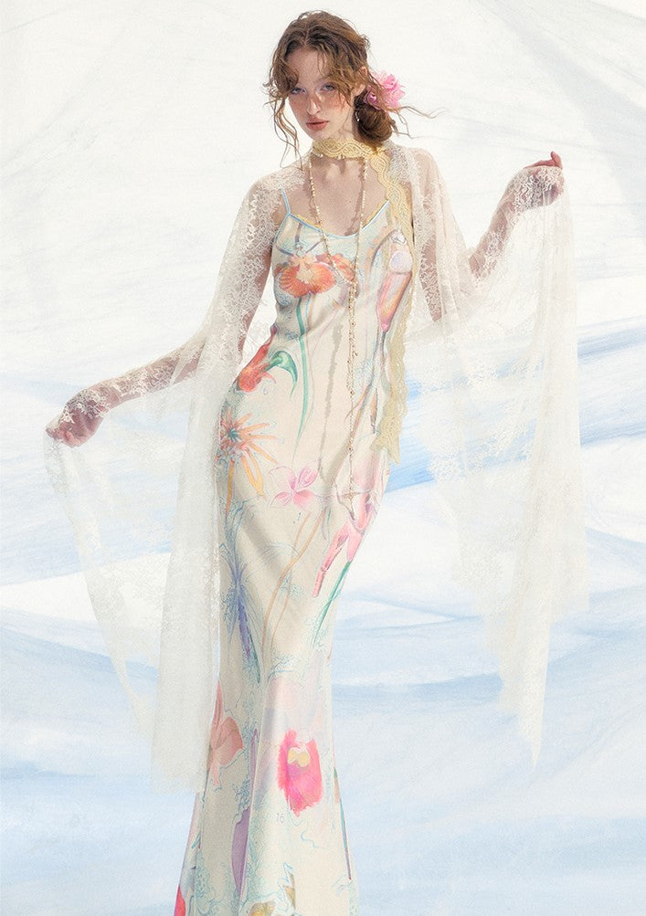 Illustration Print Suspender Dress OFA0234