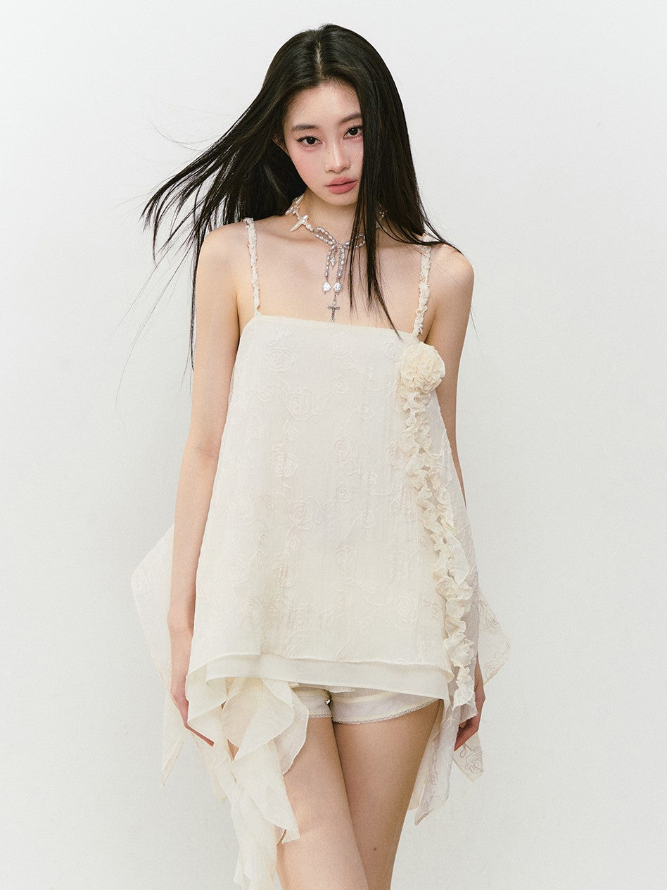 Flower Irregular Suspender Dress VIA0302