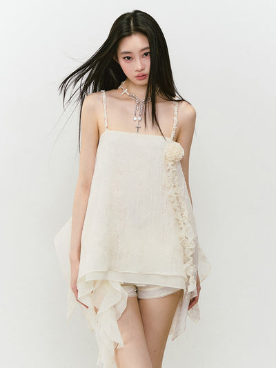 Flower Irregular Suspender Dress VIA0302