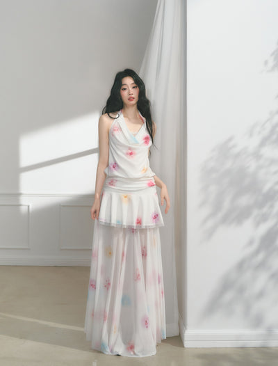 Flower Lace Pleated Dress/Long Skirt SAL0172