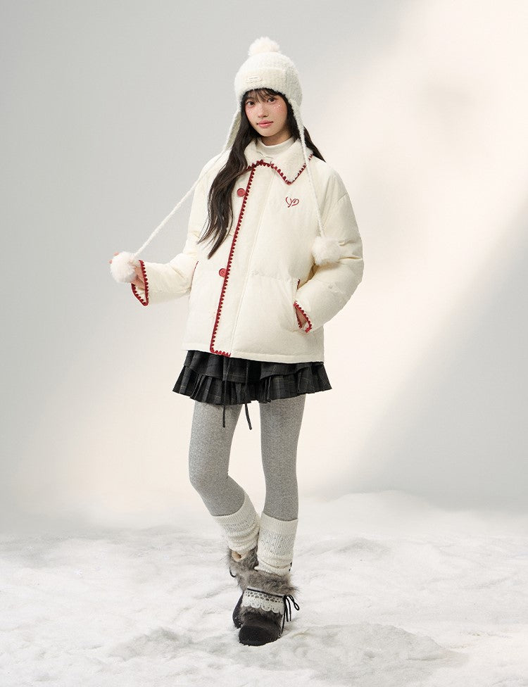 Versatile Button Patchwork Down Jacket NTO0253