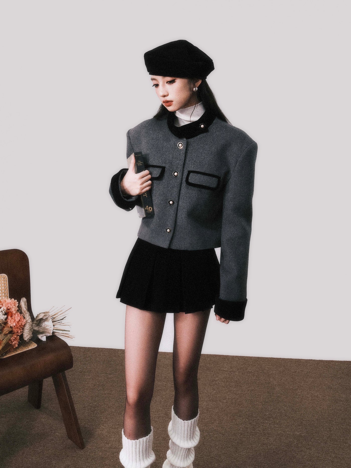 Velvet Splicing Wool Short Jacket LUL0107