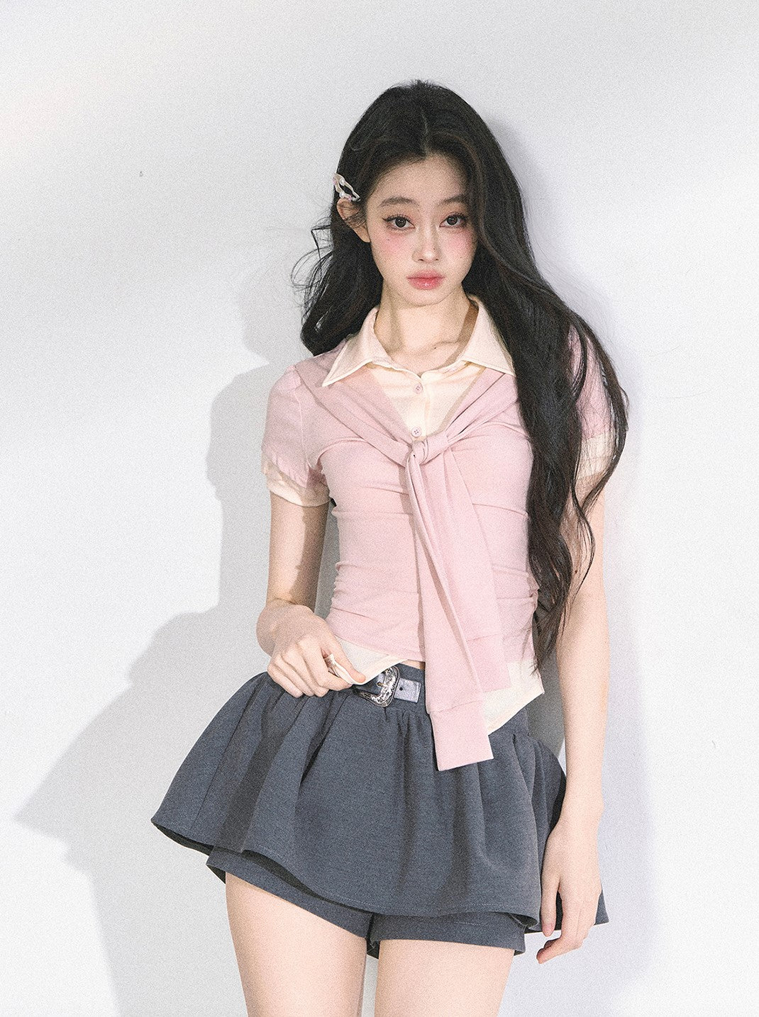 Straight Shoulder Short-sleeved T-shirt DIA0483