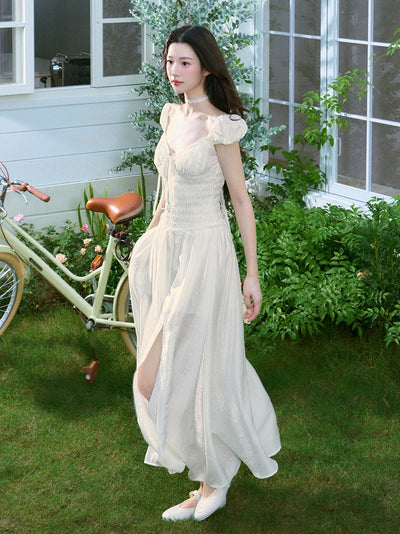 Elegant V-neck Slit Long Dress LAL0218