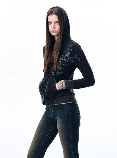 Graffiti Star Print Hooded Jacket NEC0230