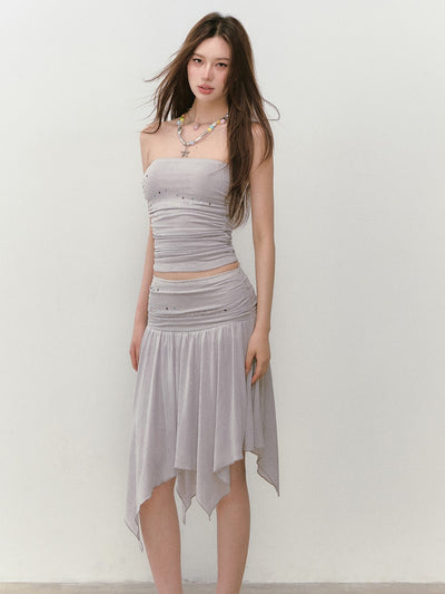 Star Beaded Pleated Tube Top/Skirt VIA0280