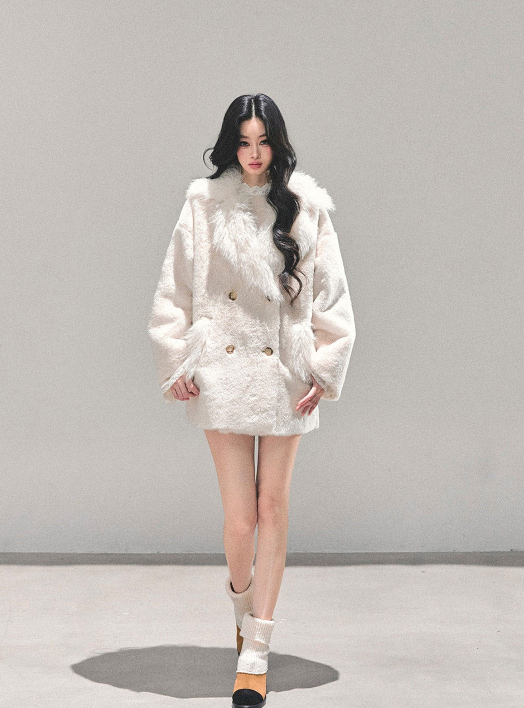 Off-white Fur Trim Coat DIA0675
