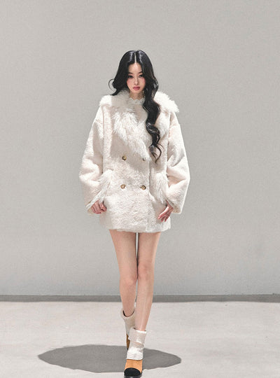 Off-white Fur Trim Coat DIA0675