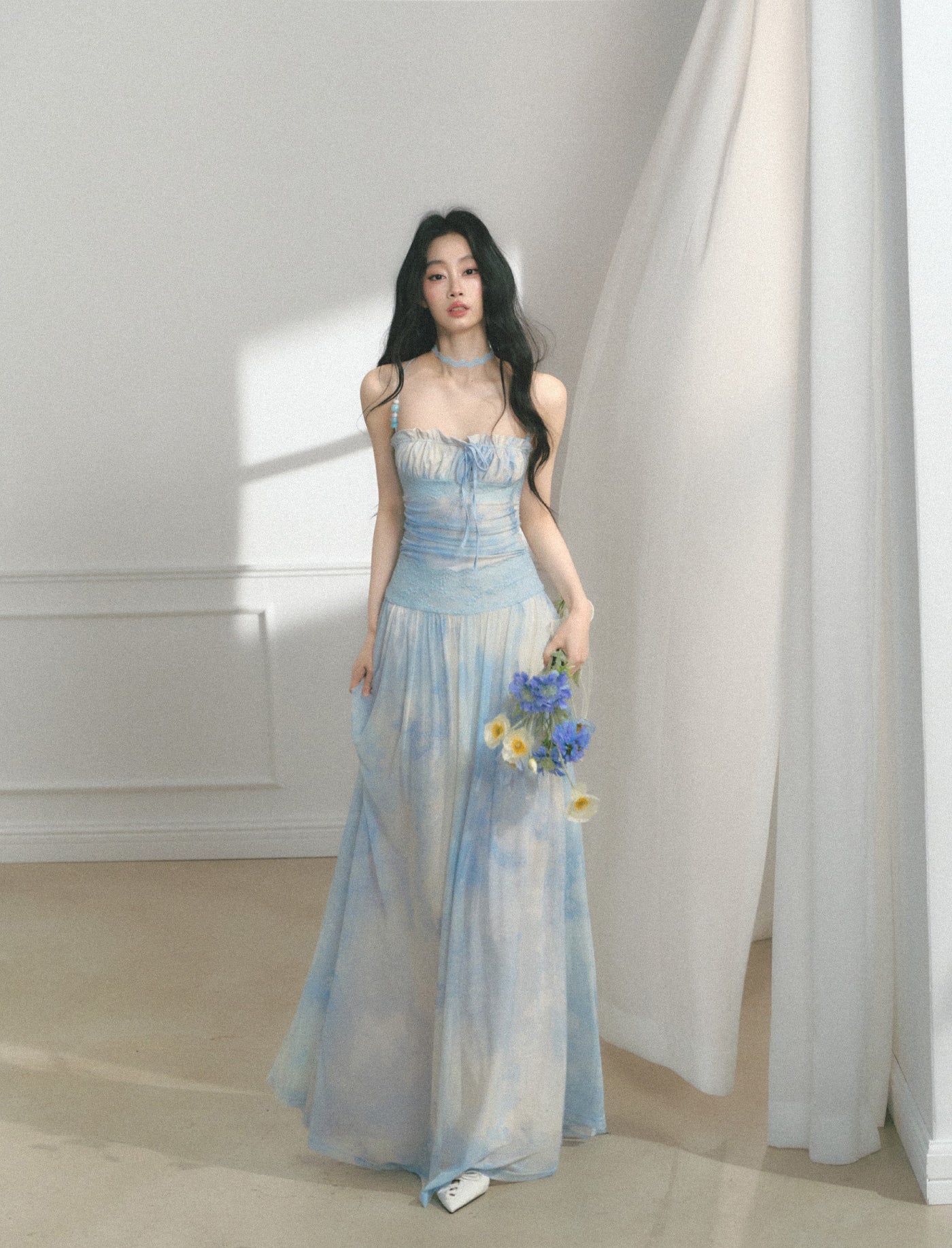 Blue Beaded Lace Dress SAL0168