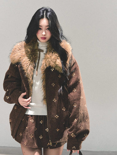 Sequins Decorated Quilted Jacket/Skirt DIA0688