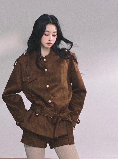 Gold Suede Suit Jacket/Shorts DIA0610