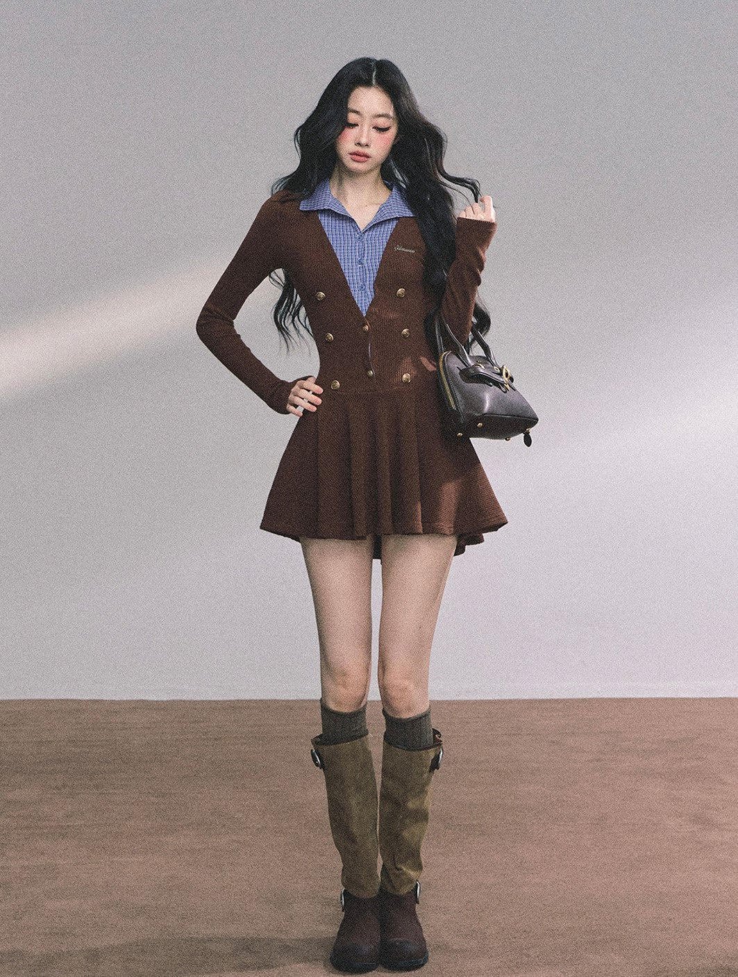 Fake Two-piece French Knitted Dress DIA0613