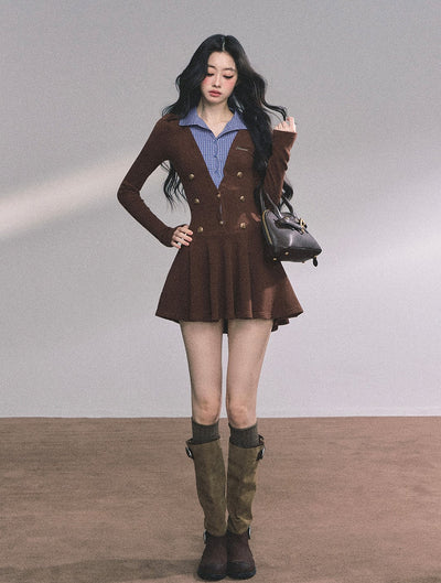 Fake Two-piece French Knitted Dress DIA0613