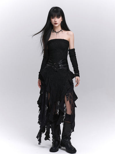Black Lace Irregular Hem Dress LAD0206