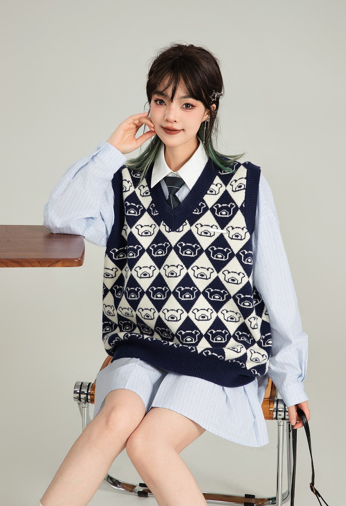 Retro Jacquard Sweater Pullover Vest KEI0121