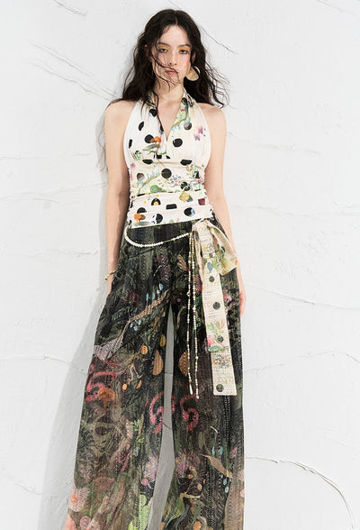 Flower Fruit Polka Dot Halter Neck Top OFA0260