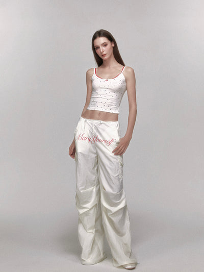 Versatile Straight Leg Lace Decorative Pants 34O0006