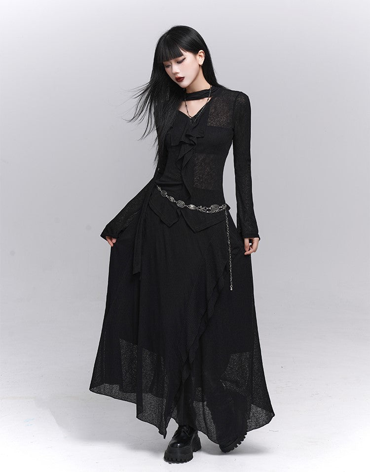 Simple High-End V-neck Top/Skirt LAD0222